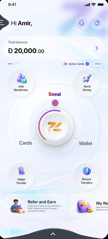 Wizz wallet showing multi-currency balances